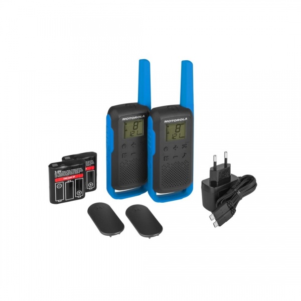 Talkie-walkie x2 PMR446 Motorola T62 Bleu 16 canaux 500mW avec chargeur