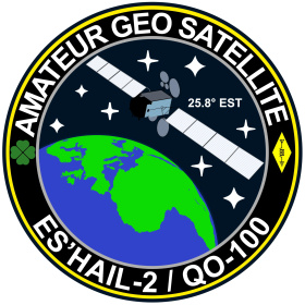 Autocollant satellite radio amateur QO-100 / Es'Hail 2 (sticker 4 tailles)