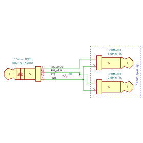 Câble Digirig pour talkie-walkie ICOM & Alinco avec connecteur 2.5mm/3.5mm